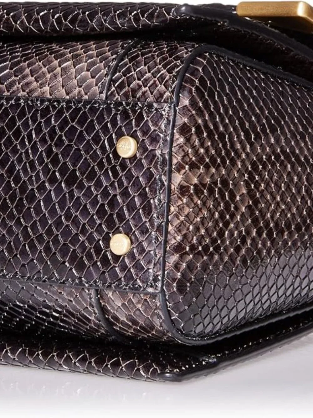 Calvin Klein Snakeskin Fern Top Handle Leather Satchel Crossbody Gold Hardware